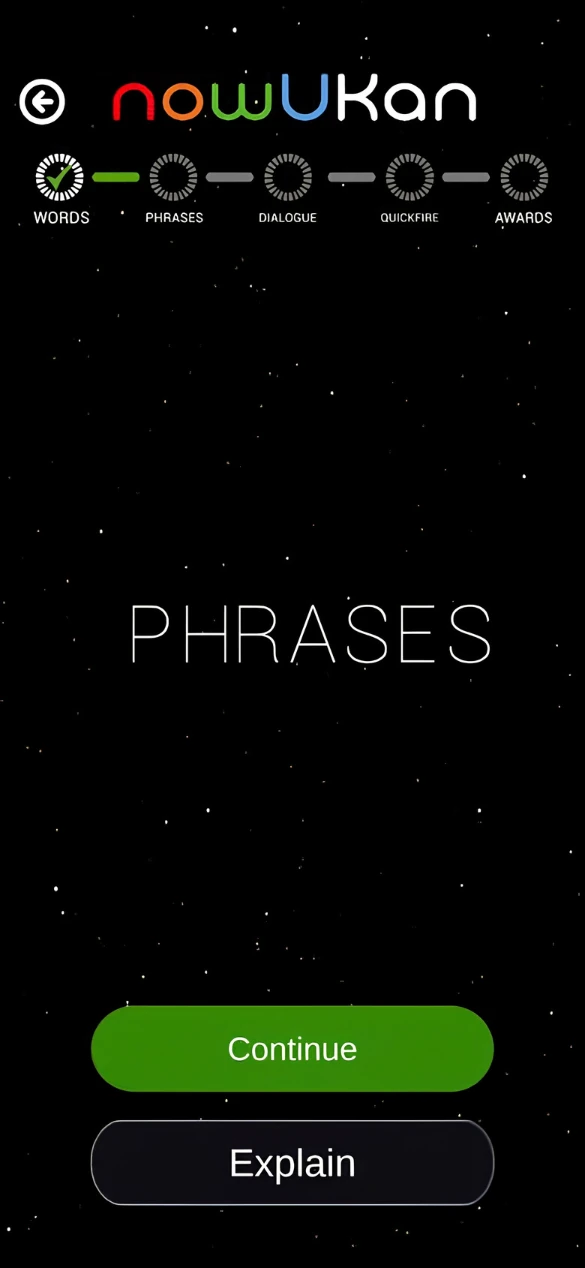 nowUKan PHRASES section title screen