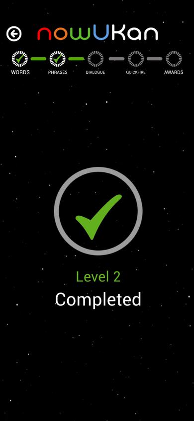 nowUKan level completed screen